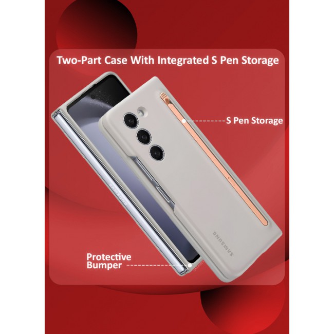 CATANES for Samsung Galaxy Z Fold 5 Case with Screen Protector Ultra Hybrid Premium Case with Built-in New Compact S Pen, Holder and Storage Slot for Pen Sand Grey