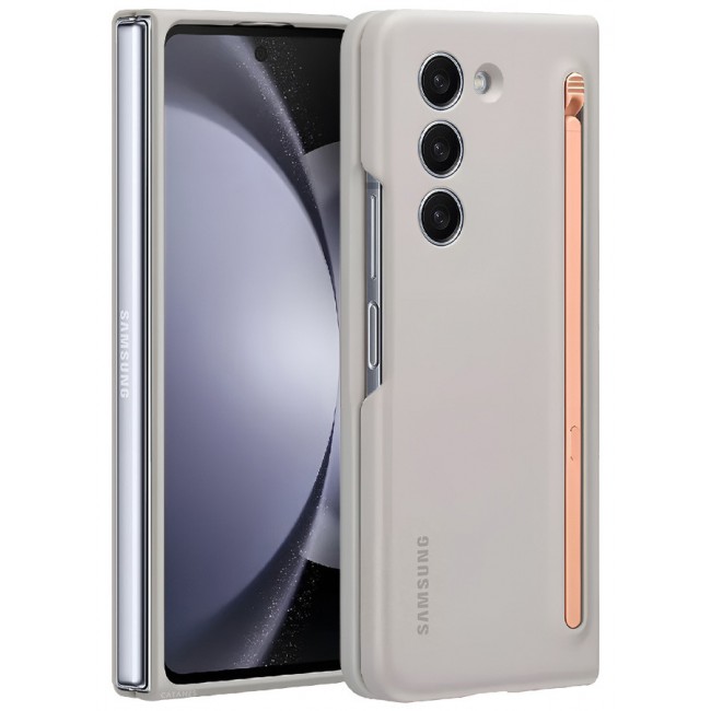 CATANES for Samsung Galaxy Z Fold 5 Case with Screen Protector Ultra Hybrid Premium Case with Built-in New Compact S Pen, Holder and Storage Slot for Pen Sand Grey