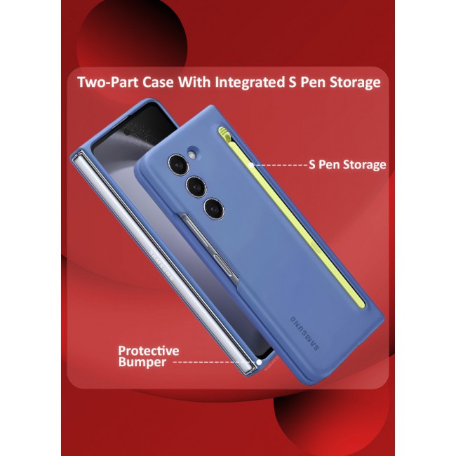 MARGOUN for Samsung Galaxy Z Fold 5 Case with Screen Protector Ultra Hybrid Premium Case with Built-in New Compact S Pen, Holder and Storage Slot for Pen Blue