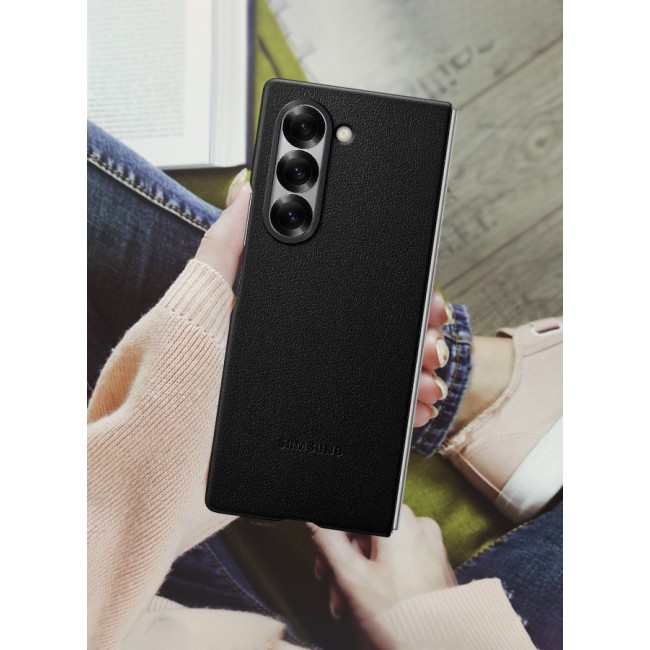 MARGOUN for Samsung Galaxy Z Fold 6 Case Cover Kindsuit Leather Case Slim and sleek silhouette / Black