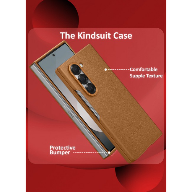 MARGOUN for Samsung Galaxy Z Fold 6 Case Cover Kindsuit Leather Case Slim and sleek silhouette / Brown