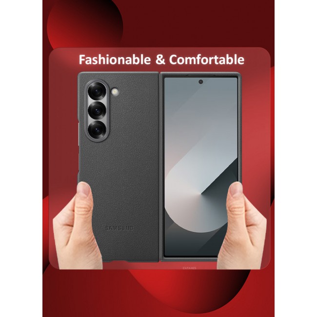 CATANES for Samsung Galaxy Z Fold 6 Case Cover Kindsuit Leather Case Slim and sleek silhouette / Grey