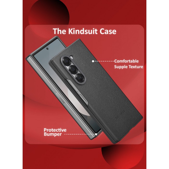 CATANES for Samsung Galaxy Z Fold 6 Case Cover Kindsuit Leather Case Slim and sleek silhouette / Grey