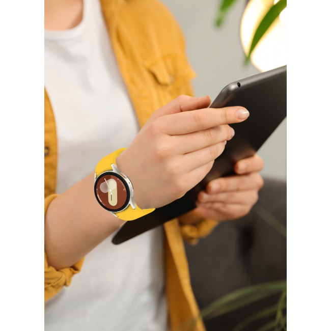 MARGOUN for Galaxy Watch 7 Strap 40mm 44mm,for Samsung Galaxy Watch FE Band 20mm Soft Silicone Sport Strap Women Men,No Gap Bracelet Wristbands Yellow