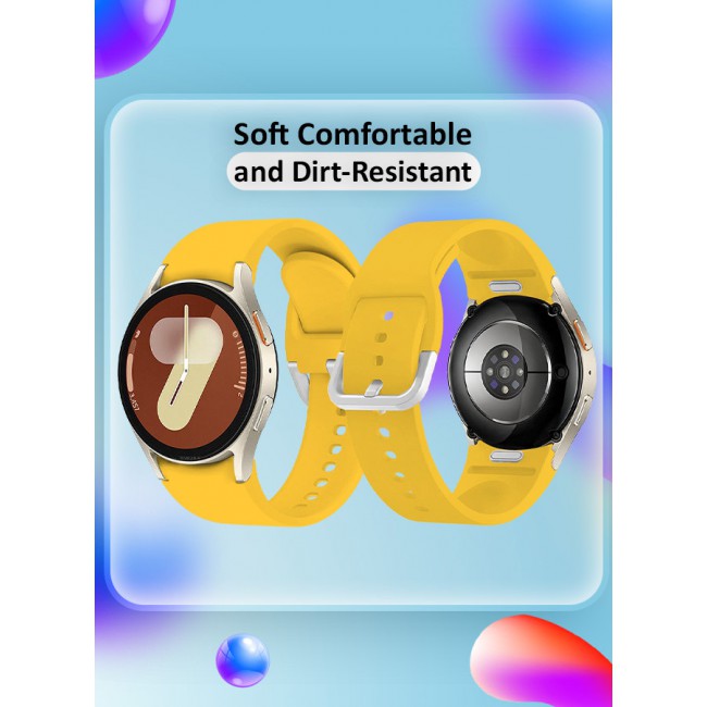 MARGOUN for Galaxy Watch 7 Strap 40mm 44mm,for Samsung Galaxy Watch FE Band 20mm Soft Silicone Sport Strap Women Men,No Gap Bracelet Wristbands Yellow
