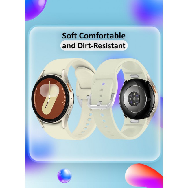 CATANES for Galaxy Watch 7 Strap 40mm 44mm,for Samsung Galaxy Watch FE Band 20mm Soft Silicone Sport Strap Women Men,No Gap Bracelet Wristbands Beige