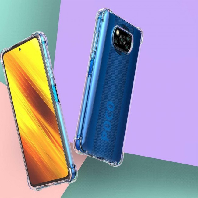 MARGOUN For Xiaomi Poco X3 NFC Case Cover Clear Protective TPU Four Corners Cover Transparent Soft Case