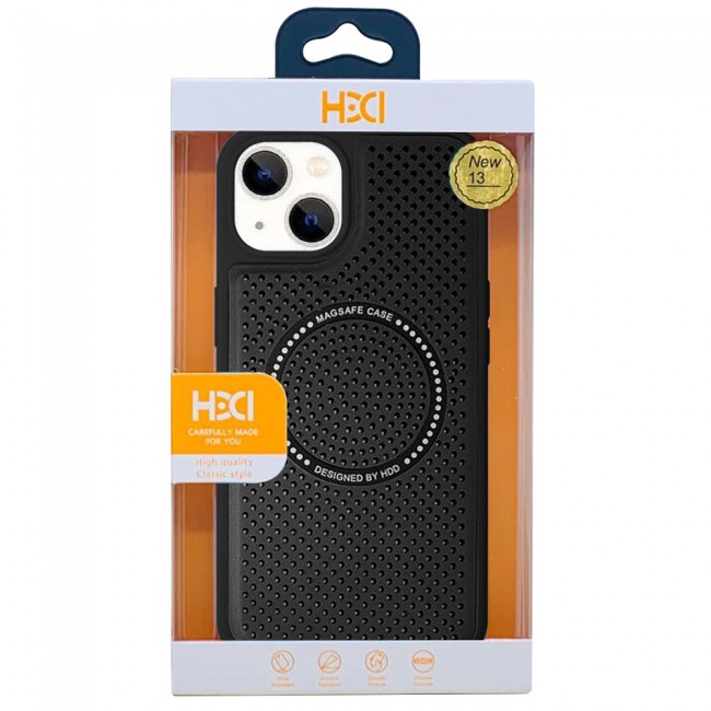 CATANES  For iPhone 13 Leather Case MagSafe HDD Back Cover/ Black