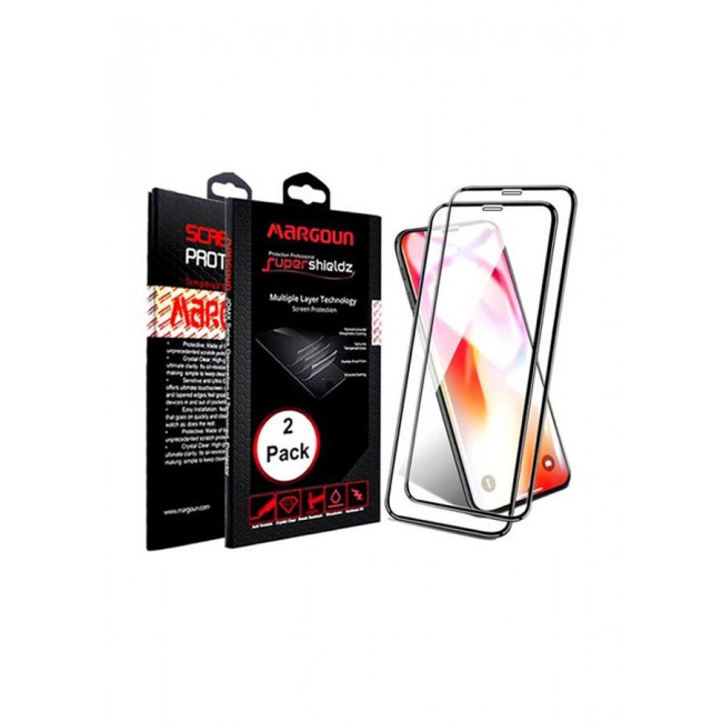 MARGOUN 2-Piece 10D Screen Protector Set For Apple iPhone XR Black/Clear
