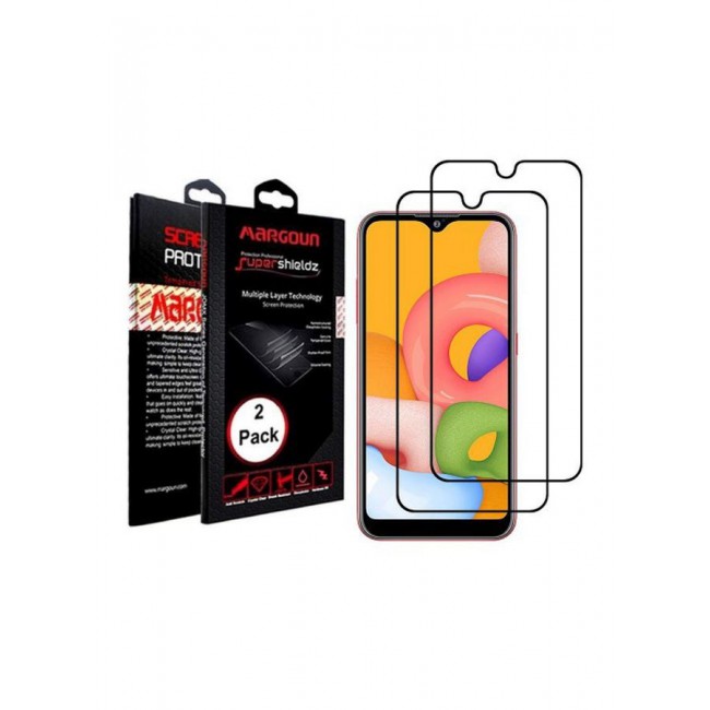 MARGOUN Pack Of 2 Super Shieldz Tempered Glass Screen Protectors For Samsung Galaxy A01 Black/Clear