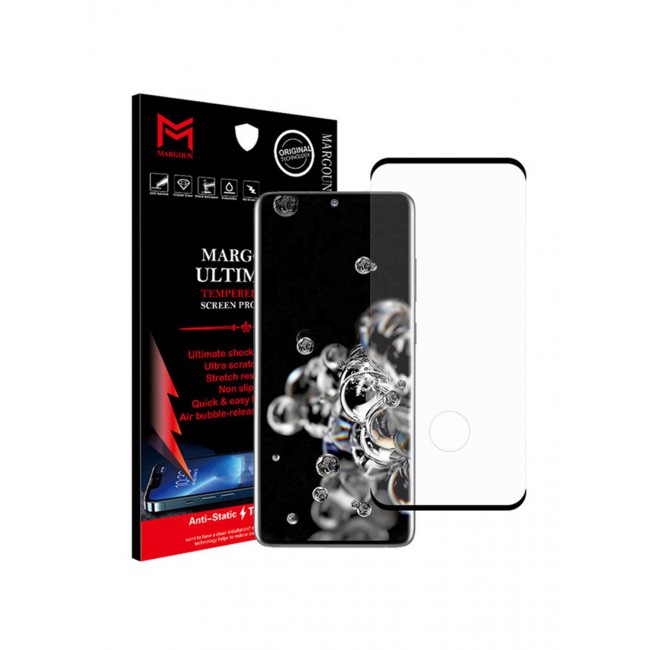 MARGOUN Ultimate Tempered Glass Screen Protector For Samsung Galaxy S20 Ultra Clear/Black