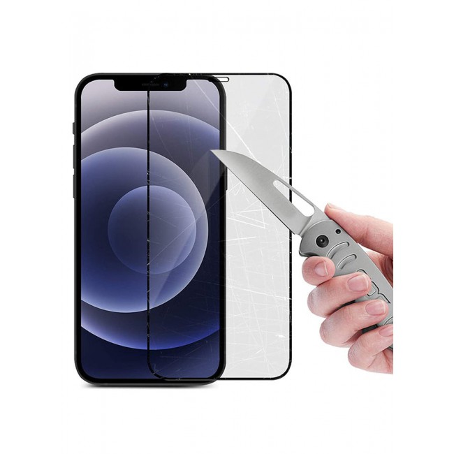 MARGOUN Tempered Glass Screen Protector For Apple iPhone 12 Clear/Black