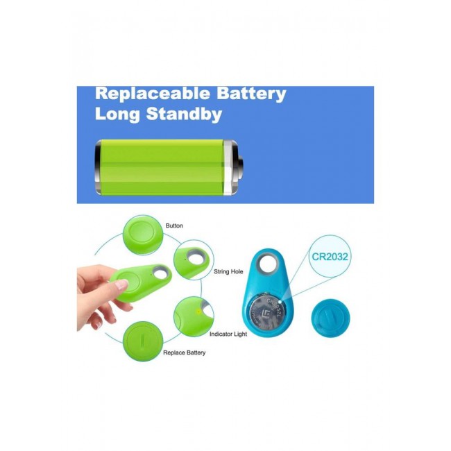 MARGOUN 2-Pack Smart Bluetooth Tracker Anti-Lost Tag GPS Locator Camera Remote Shutter Blue/Green