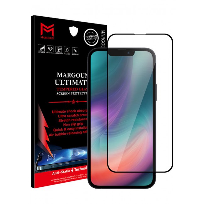 MARGOUN Ultimate 3D Tempered Glass Screen Protector for Apple iPhone 13 Pro/13 Clear/Black