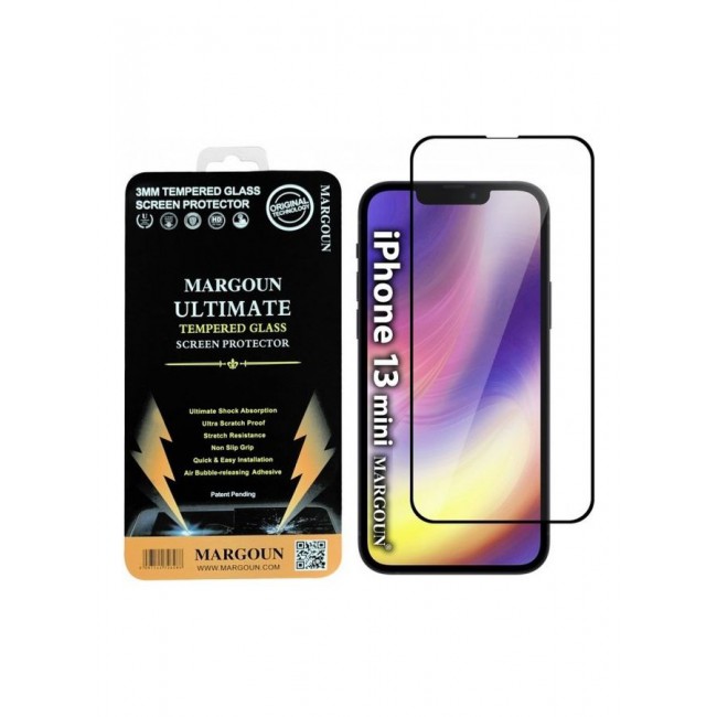 MARGOUN Ultimate 3D Tempered Glass Screen Protector For Apple iPhone 13 mini Clear/Black