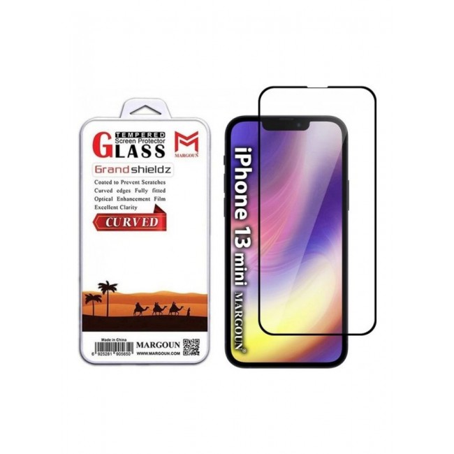 MARGOUN Grand Shieldz 3D Tempered Glass Screen Protector For Apple iPhone 13 mini Clear/Black
