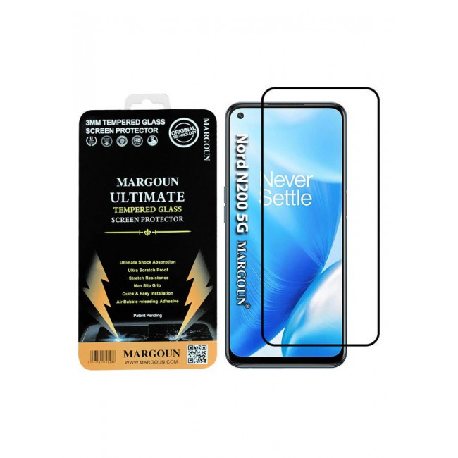 MARGOUN Ultimate 3D Tempered Glass Screen Protector for OnePlus Nord N200 5G Clear/Black