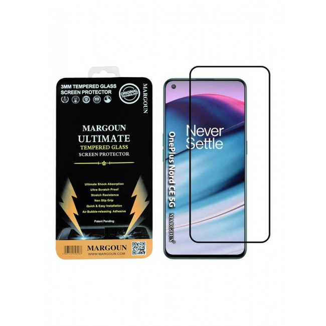 MARGOUN Ultimate 3D Tempered Glass Screen Protector for OnePlus Nord CE 5G Clear/Black