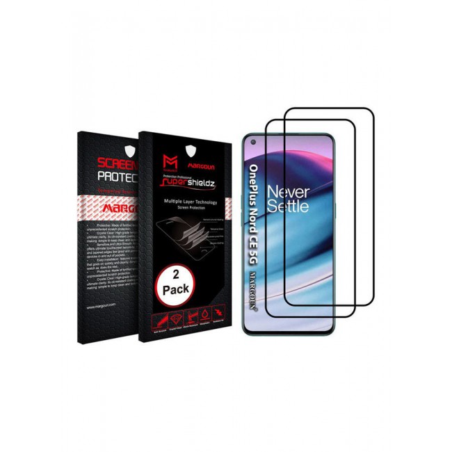MARGOUN 2-Pack Super Shieldz 3D Tempered Glass Screen Protector for OnePlus Nord CE 5G Clear/Black