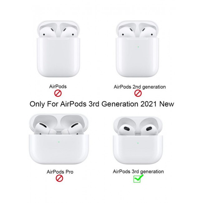 MARGOUN Leather Case Cover For Apple AirPods 3 3rd Generation With Keychain Black
