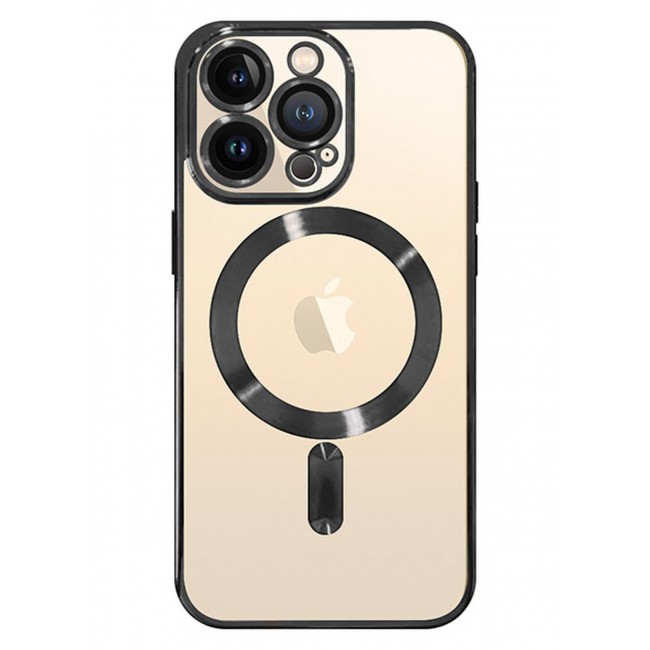 MARGOUN Magnetic Electroplating Frame Magsafe Wireless Charging Case for Apple iPhone 13 Pro Max Black/Clear