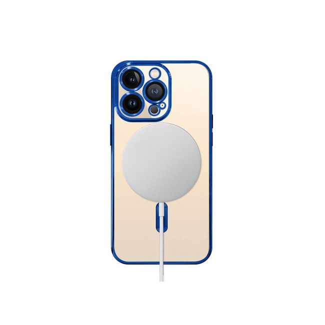 MARGOUN Magnetic Electroplating Frame Magsafe Wireless Charging Case for Apple iPhone 13 Pro Blue/Clear