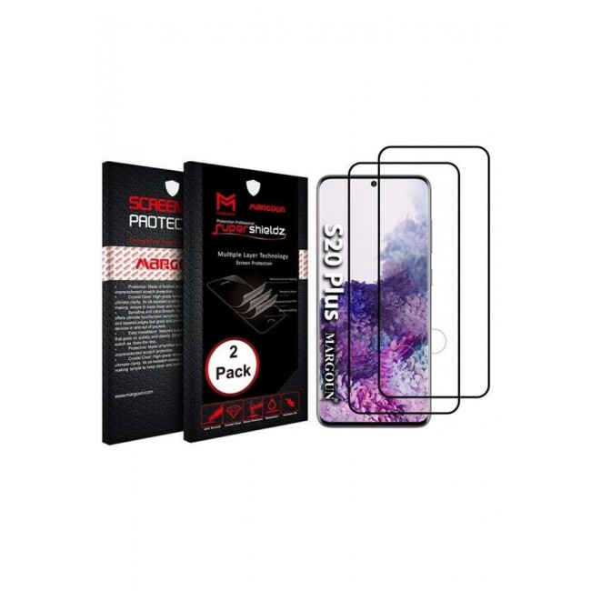 MARGOUN Pack Of 2 Tempered Glass Screen Protector For Samsung Galaxy S20 Plus clear