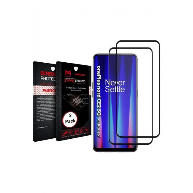 MARGOUN Pack of 2 Premium Screen Protector For OnePlus Nord CE 2 (2022) 5G Clear/Black