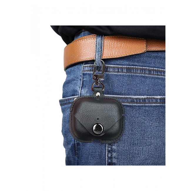 MARGOUN Leather Case Shockproof Cover With KeychainFor Apple AirPods 3 (3rd Generation) Black