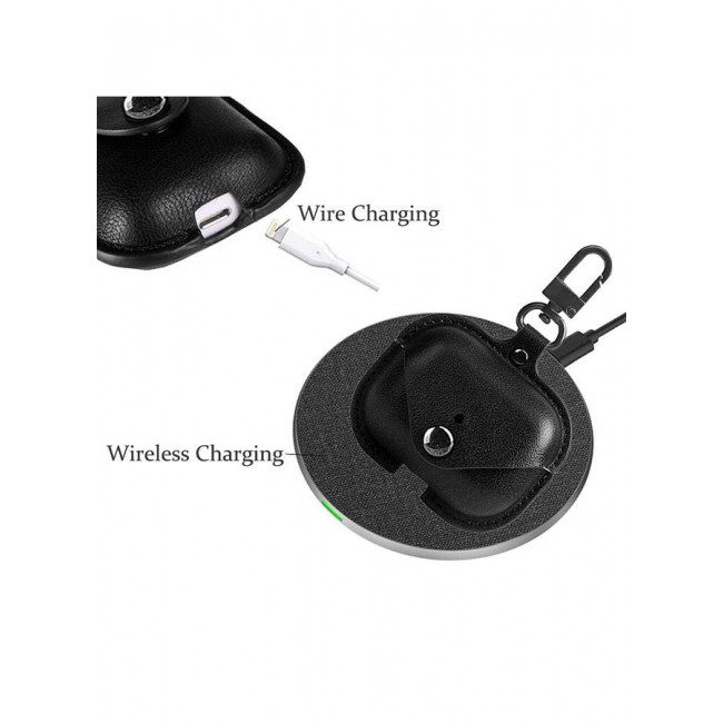 MARGOUN Leather Case Shockproof Cover With KeychainFor Apple AirPods 3 (3rd Generation) Black