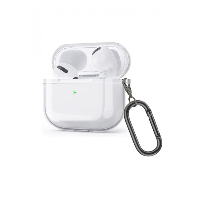 MARGOUN Shockproof Case Transparent TPU Cover With Keychain For Apple AirPods 3 (3rd Generation) Clear