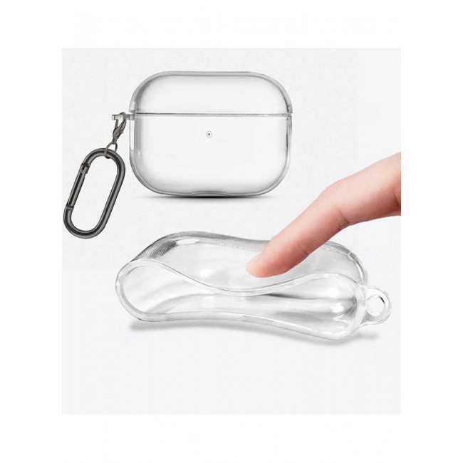 MARGOUN Shockproof Case Transparent TPU Cover With Keychain For Apple AirPods 3 (3rd Generation) Clear