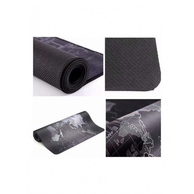 MARGOUN World Map Mouse Pad Large Gaming Mouse Pad Non-Slip Rubber Waterproof Desktop Mat Suitable for Keyboard Computer Laptop Gamers 70x30cm Grey/Black