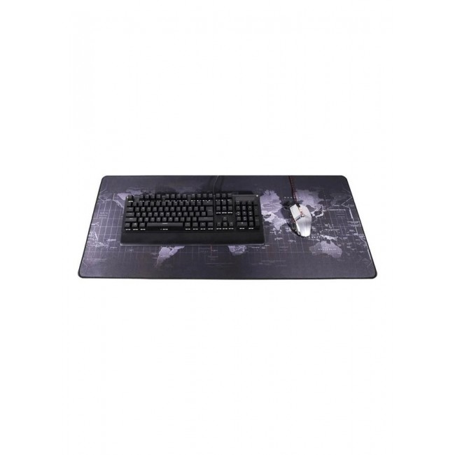 MARGOUN World Map Mouse Pad Large Gaming Mouse Pad Non-Slip Rubber Waterproof Desktop Mat Suitable for Keyboard Computer Laptop Gamers 70x30cm Grey/Black