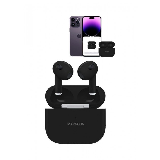 MARGOUN Wireless Earbuds for iPhone 14 Series TWS Bluetooth Earphones Touch Control Hi-Fi Stereo Sound Noise Reduction Sport In-Ear Headphones with Charging Case Black