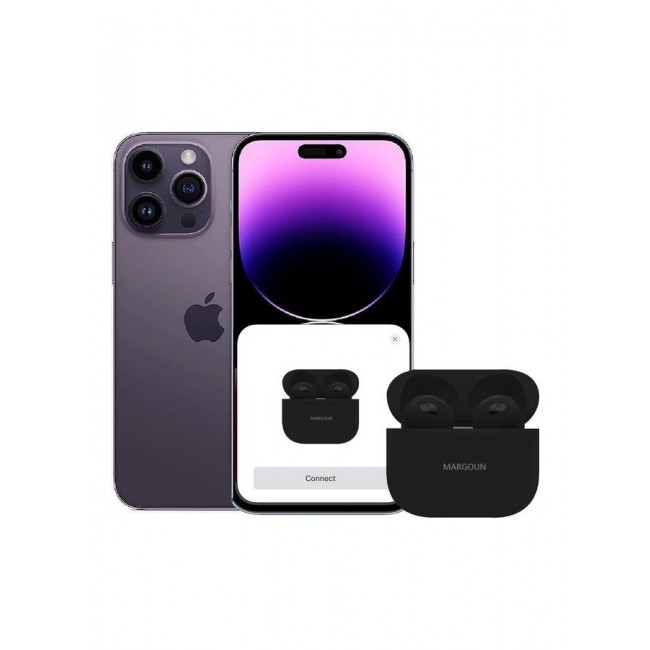 MARGOUN Wireless Earbuds for iPhone 14 Series TWS Bluetooth Earphones Touch Control Hi-Fi Stereo Sound Noise Reduction Sport In-Ear Headphones with Charging Case Black