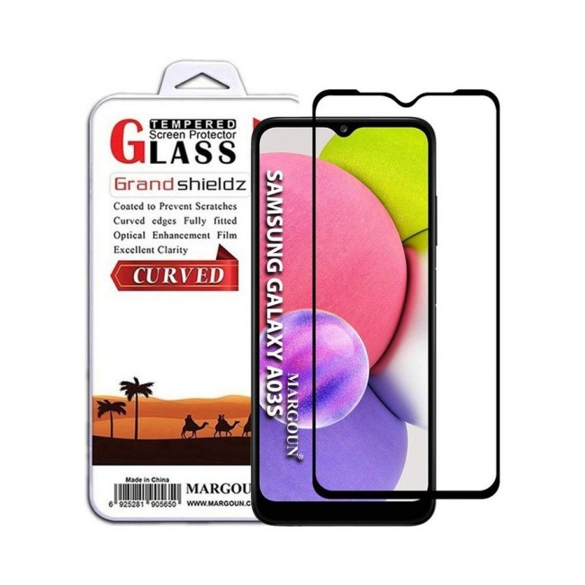 MARGOUN Tempered Glass Screen Protector Anti-Scratch Clear 3D HD Edge to Edge Full Coverage 9H Case Friendly Film For Samsung Galaxy A03s 6.5 inch Clear/Black