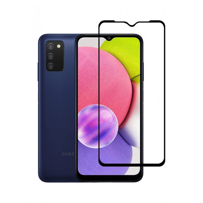 MARGOUN Tempered Glass Screen Protector Anti-Scratch Clear 3D HD Edge to Edge Full Coverage 9H Case Friendly Film For Samsung Galaxy A03s 6.5 inch Clear/Black