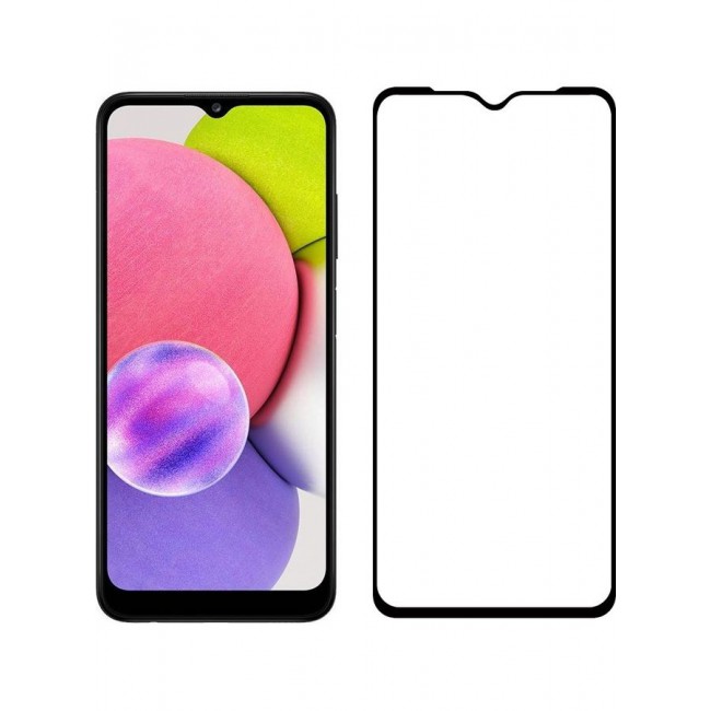MARGOUN Tempered Glass Screen Protector Anti-Scratch Clear 3D HD Edge to Edge Full Coverage 9H Case Friendly Film For Samsung Galaxy A03s 6.5 inch Clear/Black