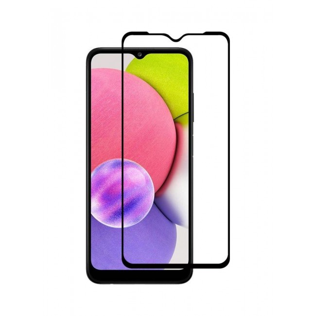MARGOUN Tempered Glass Screen Protector Anti-Scratch Clear 3D HD Edge to Edge Full Coverage 9H Case Friendly Film For Samsung Galaxy A03s 6.5 inch Clear/Black