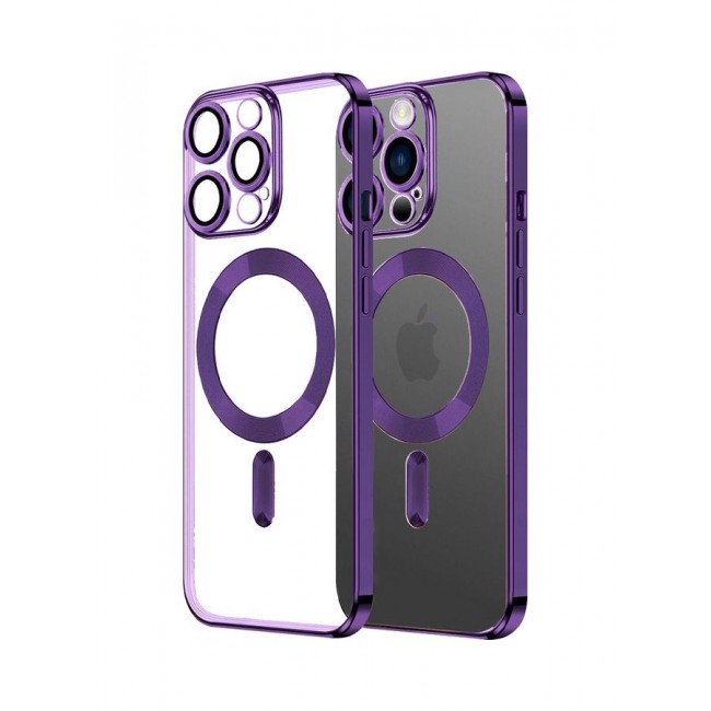 MARGOUN Apple iPhone 14 Pro MagSafe Case Magnetic Clear Soft TPU Plating Case Wireless Charging Compatible Shockproof Camera Lens Protection Purple