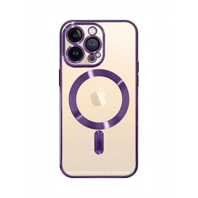MARGOUN Apple iPhone 14 Pro MagSafe Case Magnetic Clear Soft TPU Plating Case Wireless Charging Compatible Shockproof Camera Lens Protection Purple