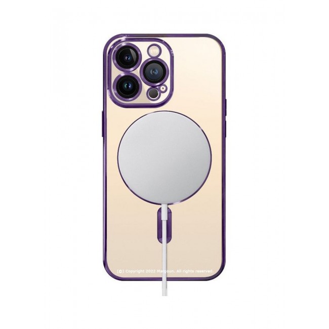 MARGOUN Apple iPhone 14 Pro MagSafe Case Magnetic Clear Soft TPU Plating Case Wireless Charging Compatible Shockproof Camera Lens Protection Purple