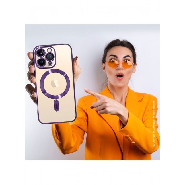 MARGOUN Apple iPhone 14 Pro MagSafe Case Magnetic Clear Soft TPU Plating Case Wireless Charging Compatible Shockproof Camera Lens Protection Purple