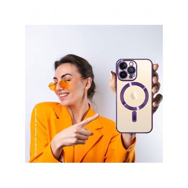 MARGOUN Apple iPhone 14 Pro MagSafe Case Magnetic Clear Soft TPU Plating Case Wireless Charging Compatible Shockproof Camera Lens Protection Purple