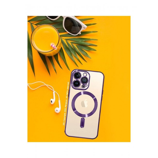 MARGOUN Apple iPhone 14 Pro MagSafe Case Magnetic Clear Soft TPU Plating Case Wireless Charging Compatible Shockproof Camera Lens Protection Purple