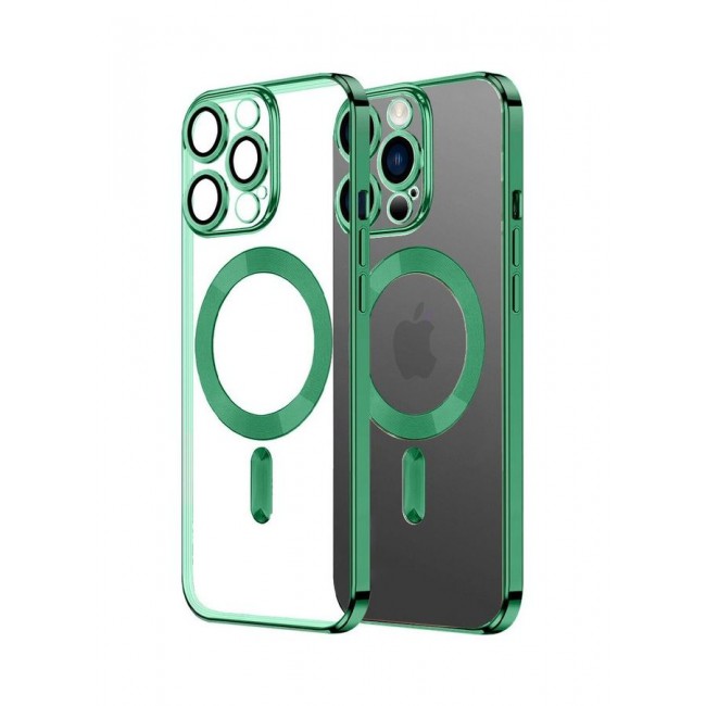 MARGOUN Apple iPhone 14 Pro MagSafe Case Magnetic Clear Soft TPU Plating Case Wireless Charging Compatible Shockproof Camera Lens Protection Green