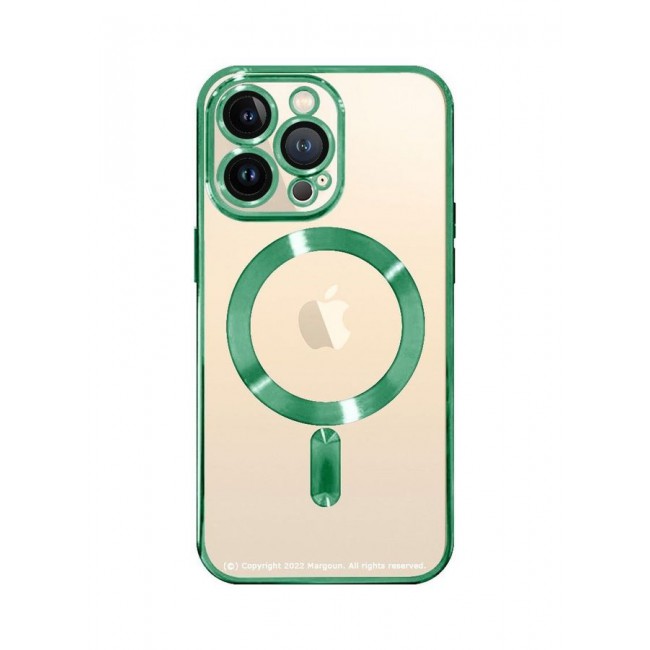 MARGOUN Apple iPhone 14 Pro MagSafe Case Magnetic Clear Soft TPU Plating Case Wireless Charging Compatible Shockproof Camera Lens Protection Green