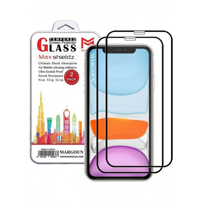 MARGOUN 2-Pack for iPhone 11 Screen Protector Ceramic Film Anti Scratch Shatterproof Glass 12D Edge to Edge Full Coverage Clear/Black