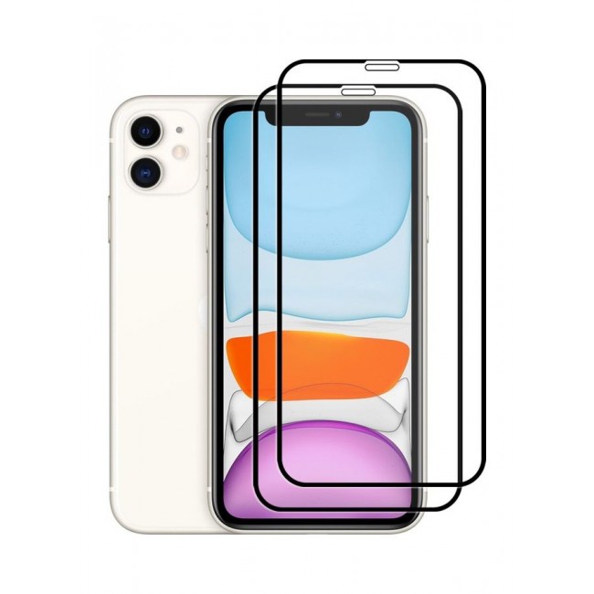 MARGOUN 2-Pack for iPhone 11 Screen Protector Ceramic Film Anti Scratch Shatterproof Glass 12D Edge to Edge Full Coverage Clear/Black